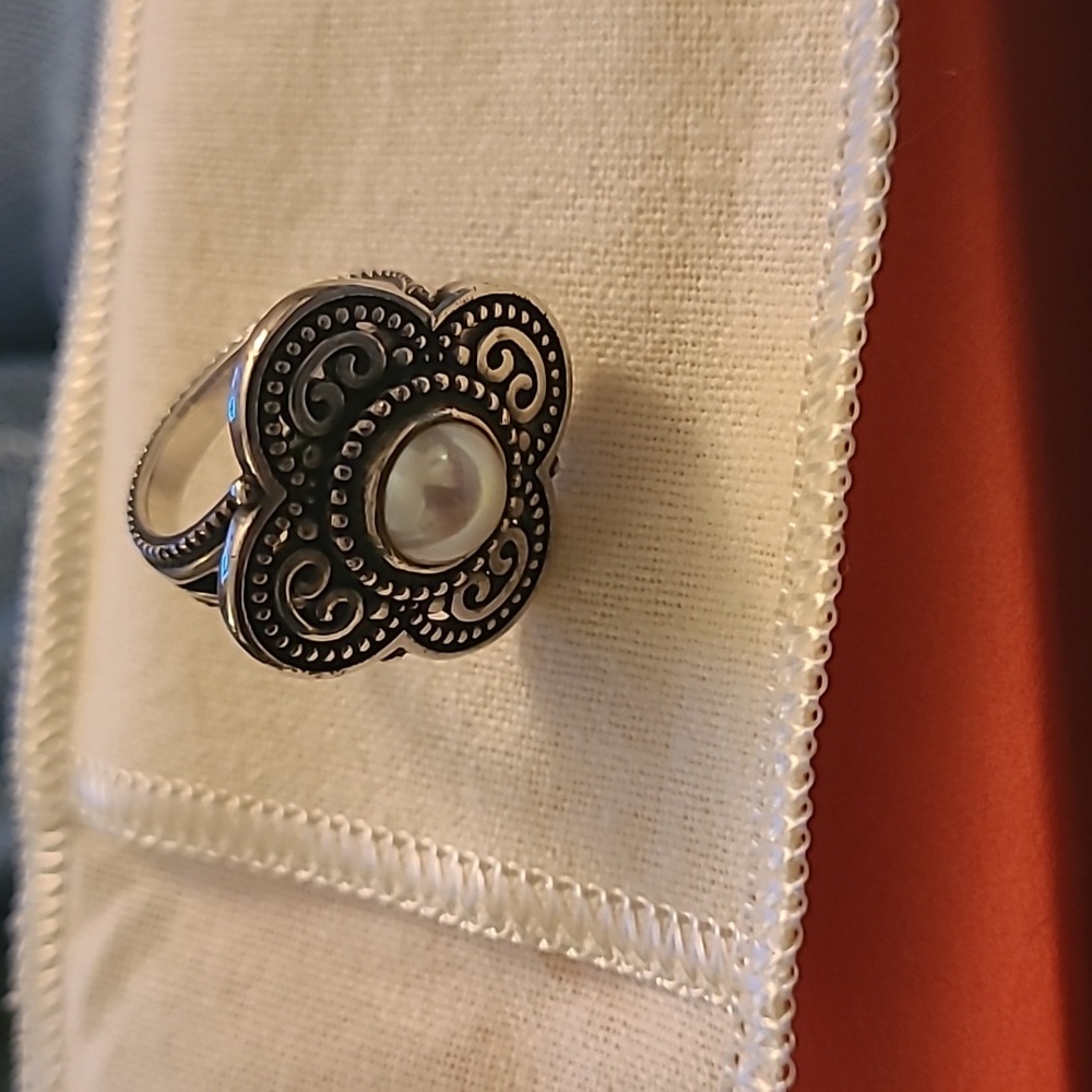 James Avery Silver Ring with Pearl Accent